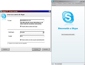 Ventana de inicio Skype